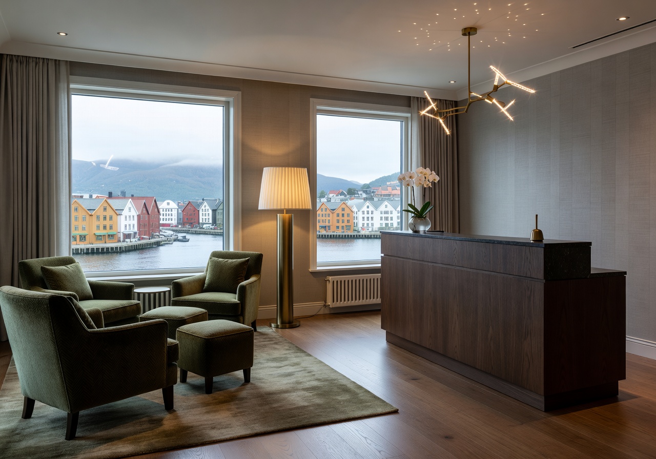 Boutique luxury Bergen hotel interior elegance