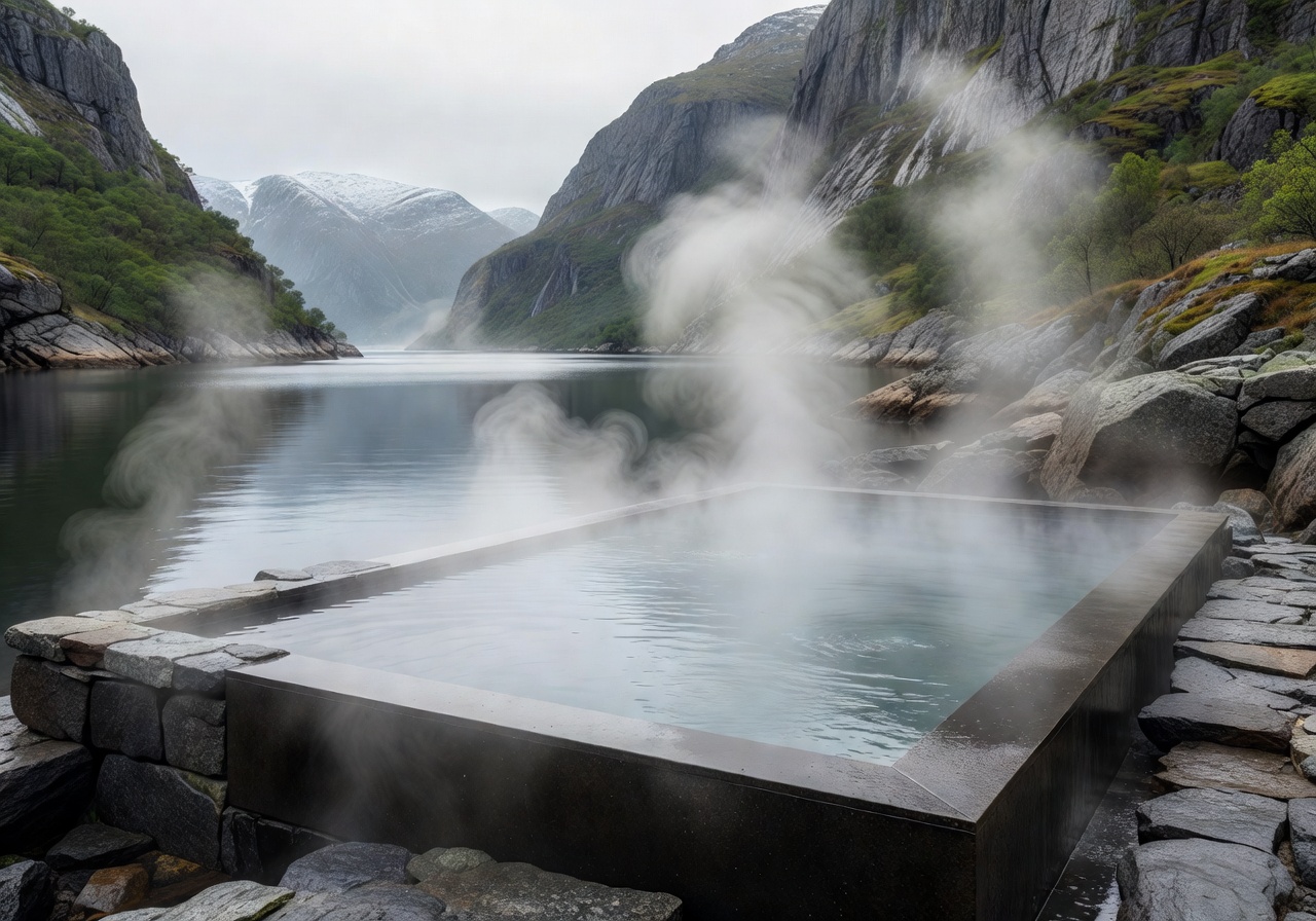 Luxury heated infinity pool with Nordic landscape